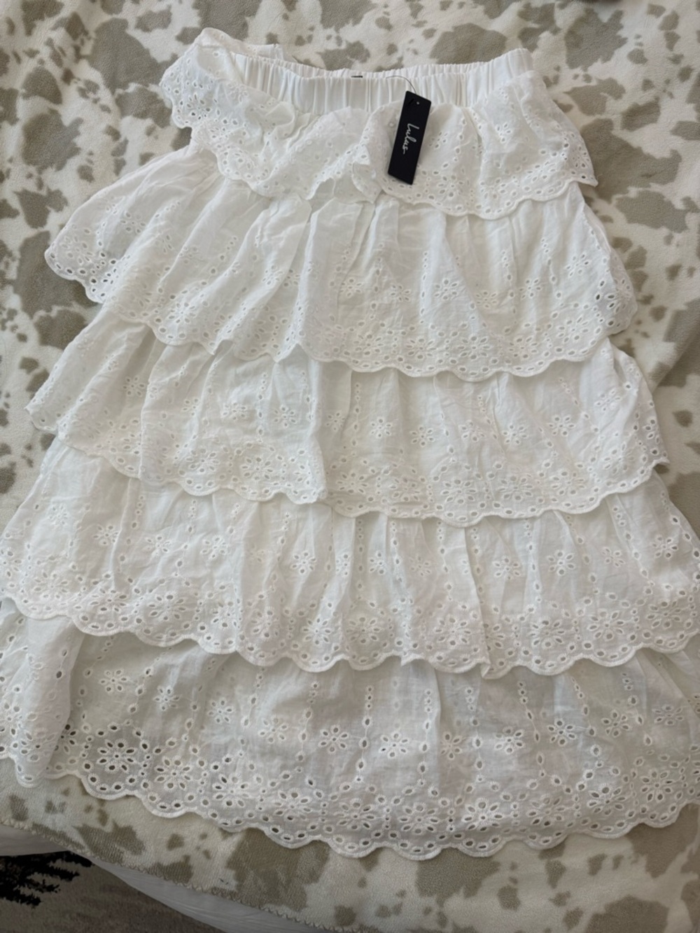 Lulu's White Tiered Eyelet Ruffle Skirt Small/medium